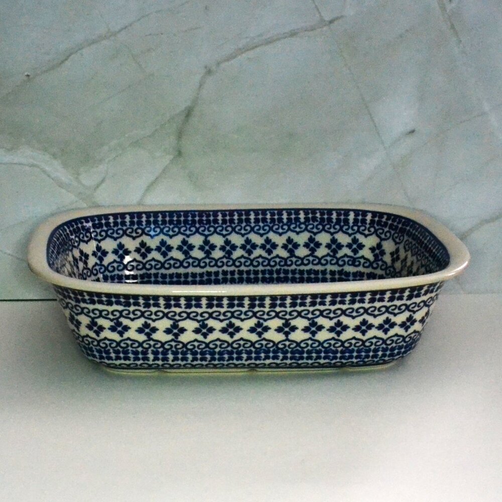 Boleslawic Rectangular Baking Dish Polish Pottery White Clay Kitchen Wear